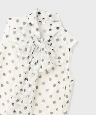 GRACE CONTINENTAL ドットオパールボウタイノースリーブ ホワイト