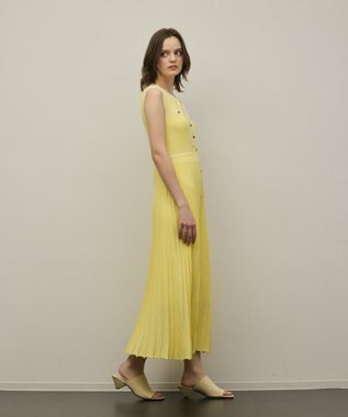 GRACE CONTINENTAL バイカラーボウタイニットワンピース イエロー