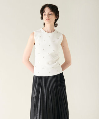 GRACE CONTINENTAL ビジューニットトップ ホワイト