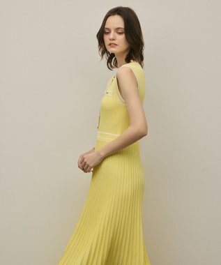 GRACE CONTINENTAL バイカラーボウタイニットワンピース イエロー