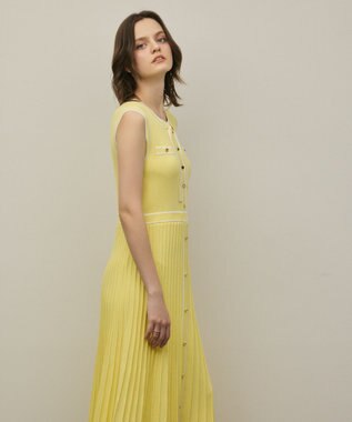 GRACE CONTINENTAL バイカラーボウタイニットワンピース イエロー