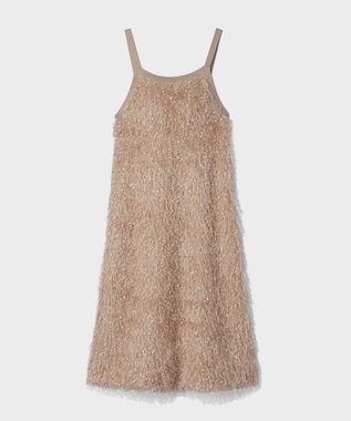 GRACE CONTINENTAL フェザーコンビキャミドレス ベージュ