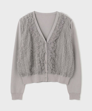 GRACE CONTINENTAL ギャザーフリルニットカーディガン グレー