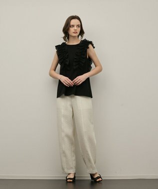 GRACE CONTINENTAL フリル切替カットトップ ブラック