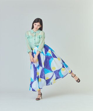 GRACE CONTINENTAL ペイントシアースカート ブルー