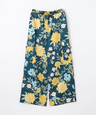 GRACE CONTINENTAL フラワープリントワークパンツ ネイビー