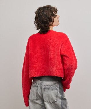 GRACE CONTINENTAL フェザーショートニットカーディガン レッド