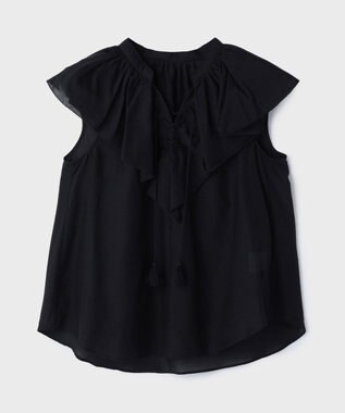 GRACE CONTINENTAL コットンシルクカフタントップ ブラック