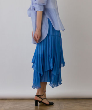 GRACE CONTINENTAL イレギュラープリーツスカート ブルー
