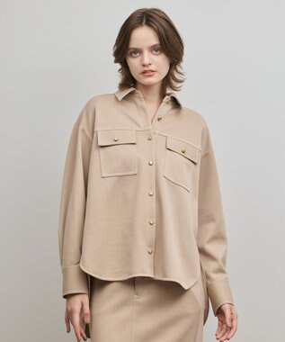 GRACE CONTINENTAL ジャージビッグシャツ ベージュ