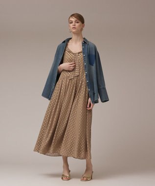 GRACE CONTINENTAL フォイルドットキャミワンピース ベージュ