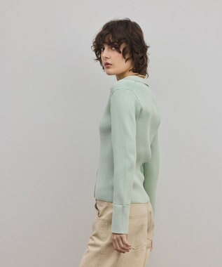 GRACE CONTINENTAL リブシャツニットトップ ライトグリーン