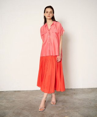 GRACE CONTINENTAL オーガンジープリーツスカート オレンジ