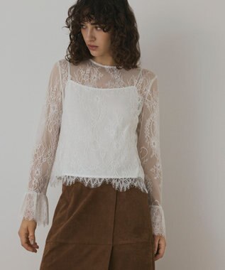 GRACE CONTINENTAL レースボウタイブラウス ホワイト