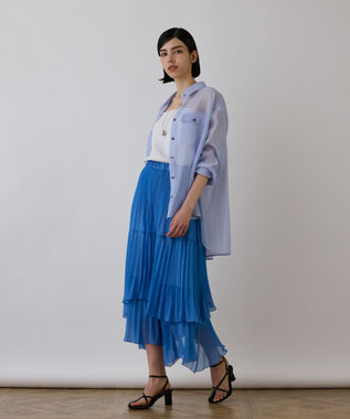 GRACE CONTINENTAL イレギュラープリーツスカート ブルー