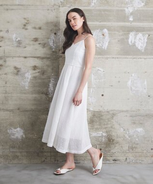GRACE CONTINENTAL メッシュツイードキャミドレス ホワイト