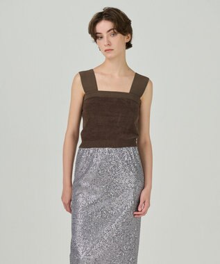 GRACE CONTINENTAL モールニットベアトップ ブラウン