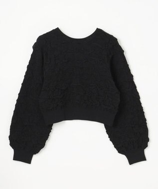 GRACE CONTINENTAL フクレジャガードニットトップ ブラック