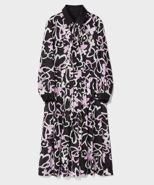 GRACE CONTINENTAL キカフラワープリーツドレス ブラック