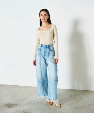 GRACE CONTINENTAL リブスクエアニットトップ キナリ