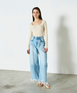 GRACE CONTINENTAL リブスクエアニットトップ キナリ