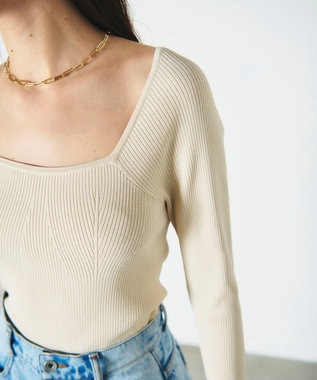 GRACE CONTINENTAL リブスクエアニットトップ キナリ