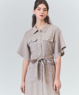 GRACE CONTINENTAL リネンデニムライクワンピース ベージュ