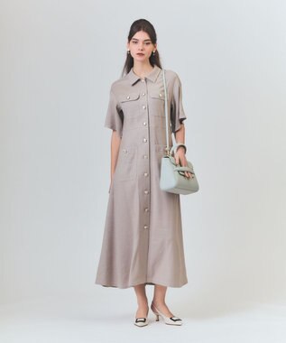 GRACE CONTINENTAL リネンデニムライクワンピース ベージュ
