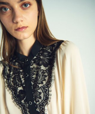 GRACE CONTINENTAL バイカラーレースブラウス キナリ