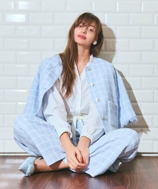 GRACE CONTINENTAL ツイードイージーパンツ ブルー