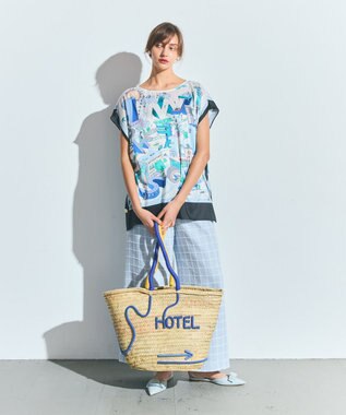 GRACE CONTINENTAL ツイードイージーパンツ ブルー