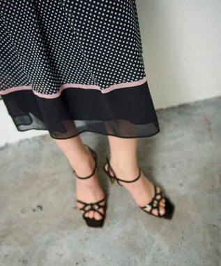 GRACE CONTINENTAL ドットBOXタックスカート ブラック