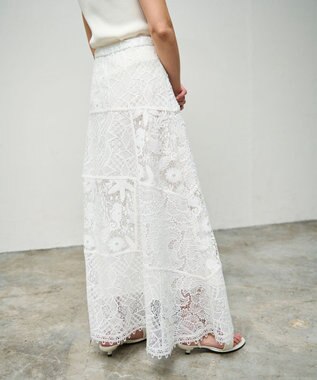 GRACE CONTINENTAL ケミカルレースパッチワークスカート ホワイト