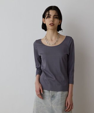 GRACE CONTINENTAL テレコボートネックトップ グレー