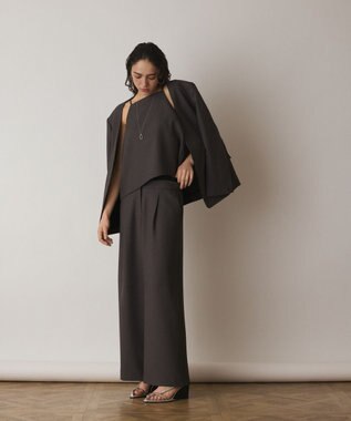 GRACE CONTINENTAL バックシャンノーカラージャケット チャコール