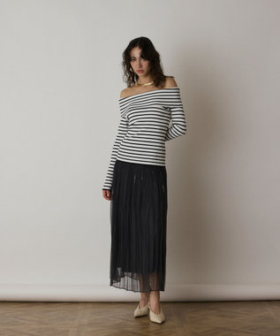 GRACE CONTINENTAL オーガンスパンコールスカート グレー