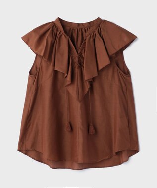 GRACE CONTINENTAL コットンシルクカフタントップ ブラウン