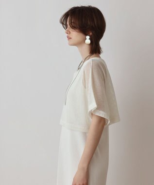 GRACE CONTINENTAL メッシュレイヤードワンピース ホワイト