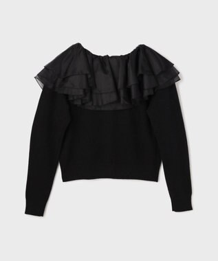 GRACE CONTINENTAL フリルニットカーディガン ブラック