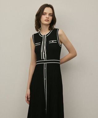 GRACE CONTINENTAL バイカラーボウタイニットワンピース