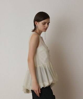 GRACE CONTINENTAL バルーンチュールトップ ホワイト