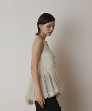 GRACE CONTINENTAL バルーンチュールトップ ホワイト