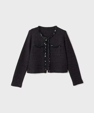 GRACE CONTINENTAL ブレードツイードニットジャケット ブラック