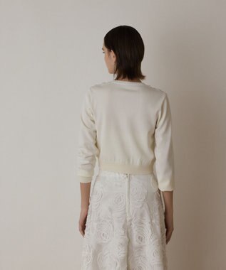 GRACE CONTINENTAL ローズ刺繍ニットカーディガン ホワイト