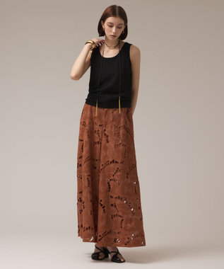 GRACE CONTINENTAL カットワークバギーパンツ ブラウン