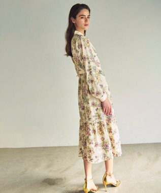 GRACE CONTINENTAL フラワー刺繍ボウタイワンピース キナリ