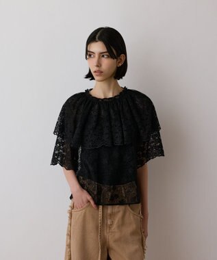 GRACE CONTINENTAL レースケープブラウス ブラック