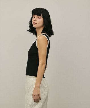 GRACE CONTINENTAL バイカラーリブニットノースリーブ ブラック