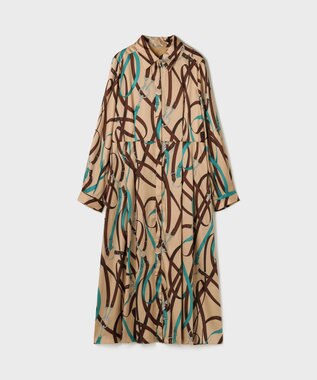 GRACE CONTINENTAL ベルトプリントシャツドレス ベージュ