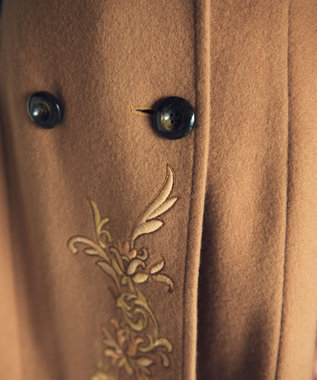 GRACE CONTINENTAL 刺繍ウールコート キャメル